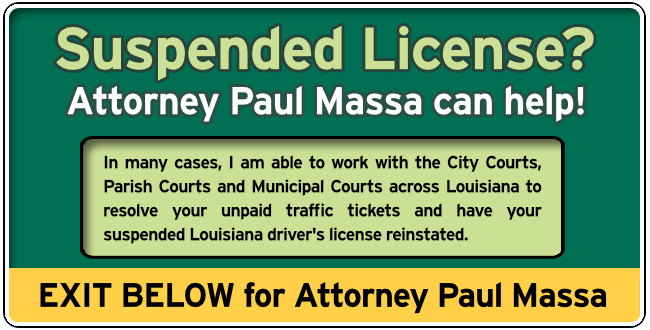 Terrebonne Parish, Louisiana Suspended License Attorney Paul Massa Graphic 1